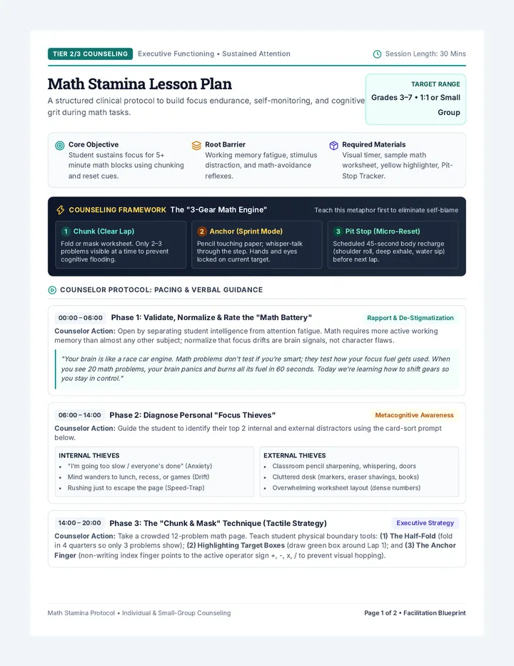Math Stamina Lesson Plan