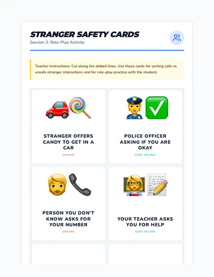 Stranger Danger Scenario Cards