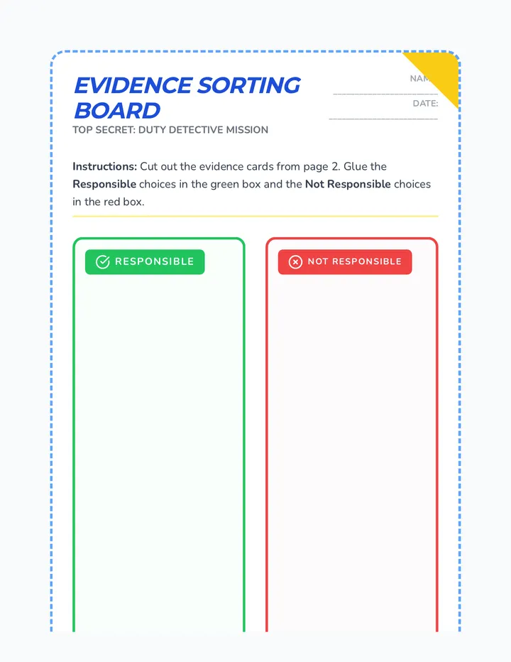 Mission Sorting Activity