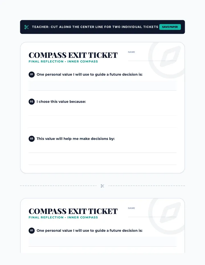 Compass Exit Ticket Template