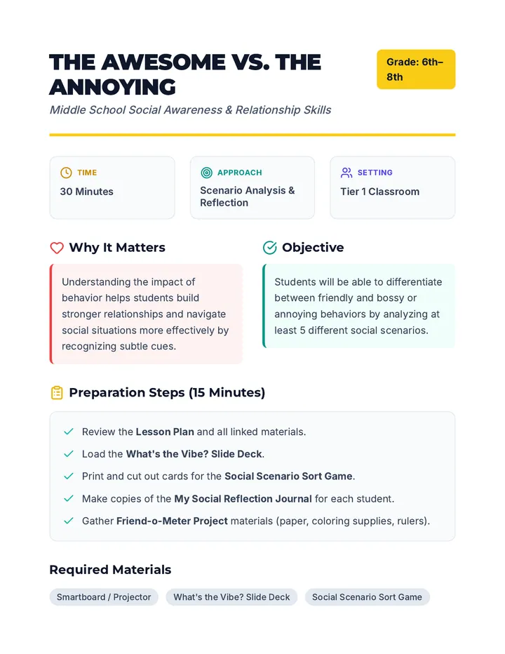 Awesome vs Annoying Lesson Plan
