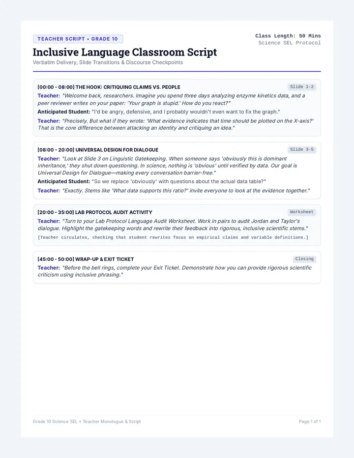 Inclusive Language Teacher Script