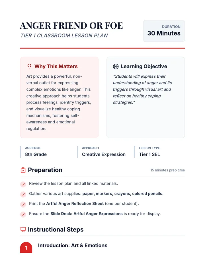 Anger Friend or Foe Lesson Plan