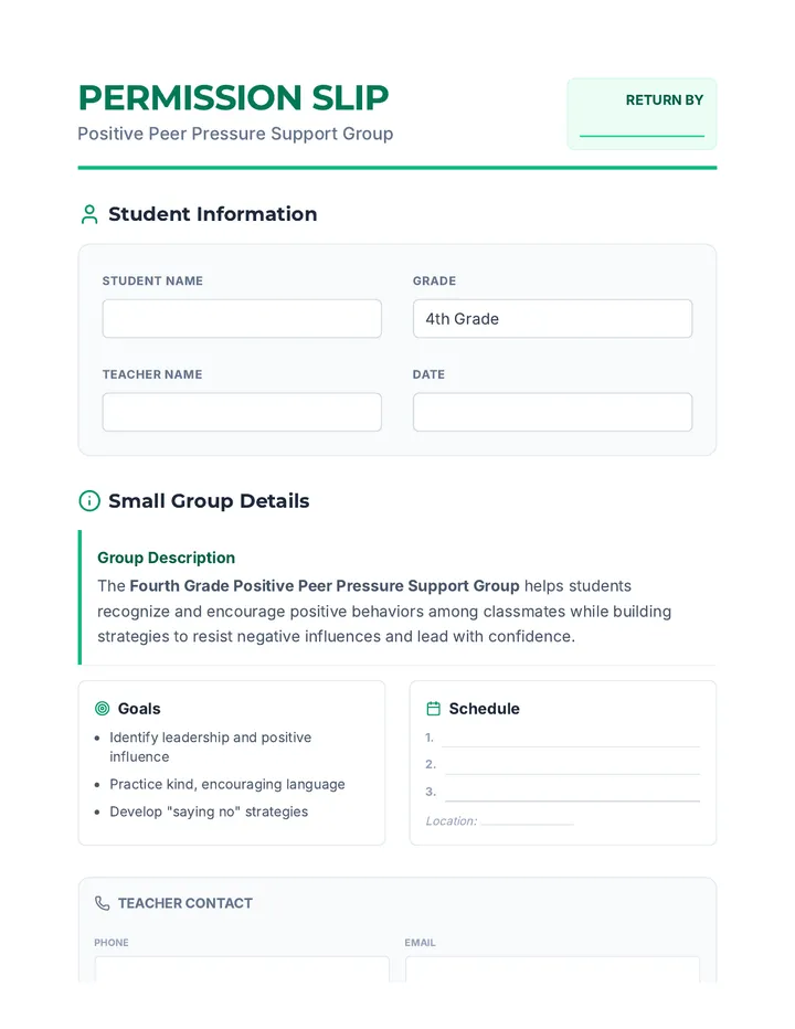 Peer Power Permission Form
