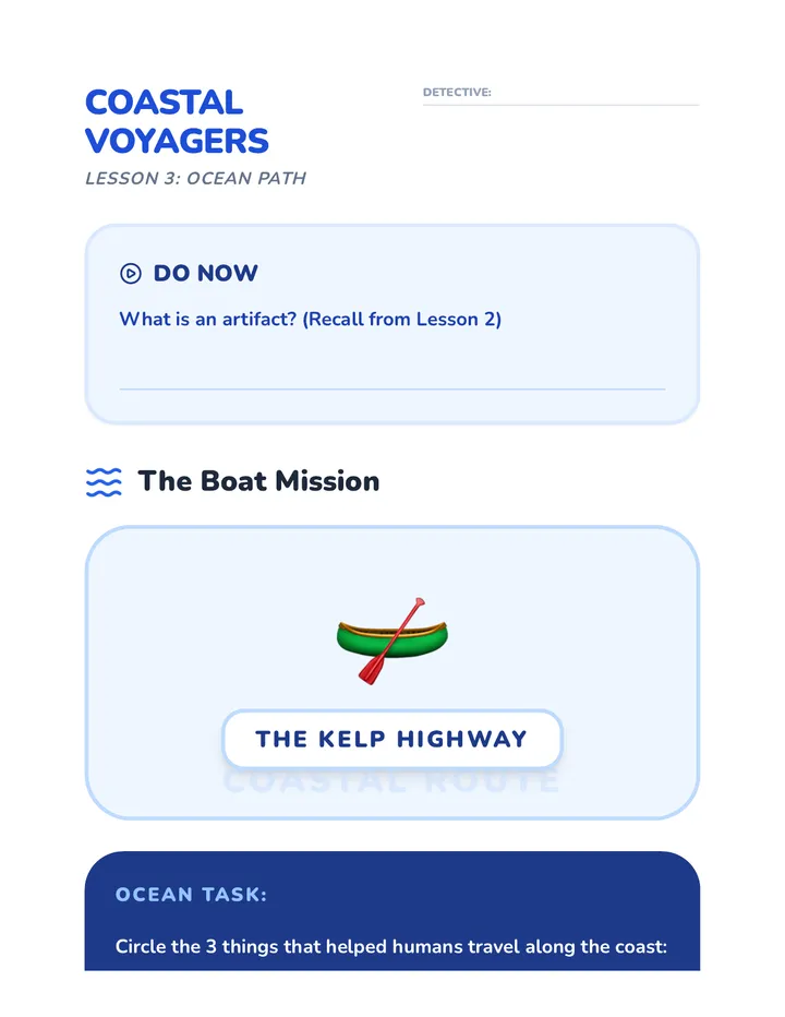 Coastal Voyagers Worksheet