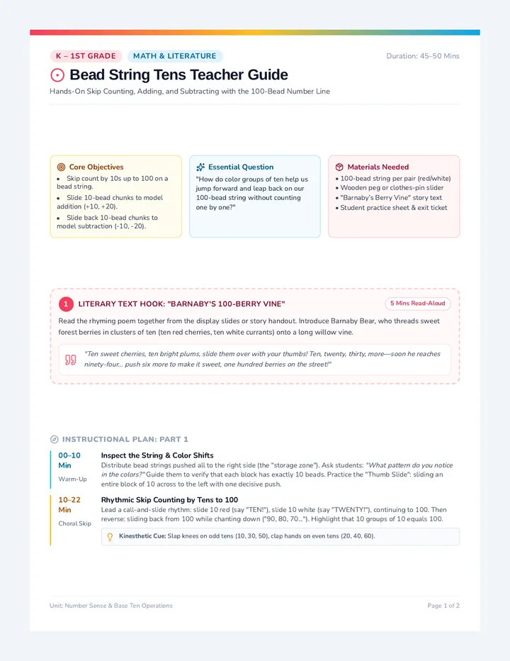 Bead String Tens Teacher Guide