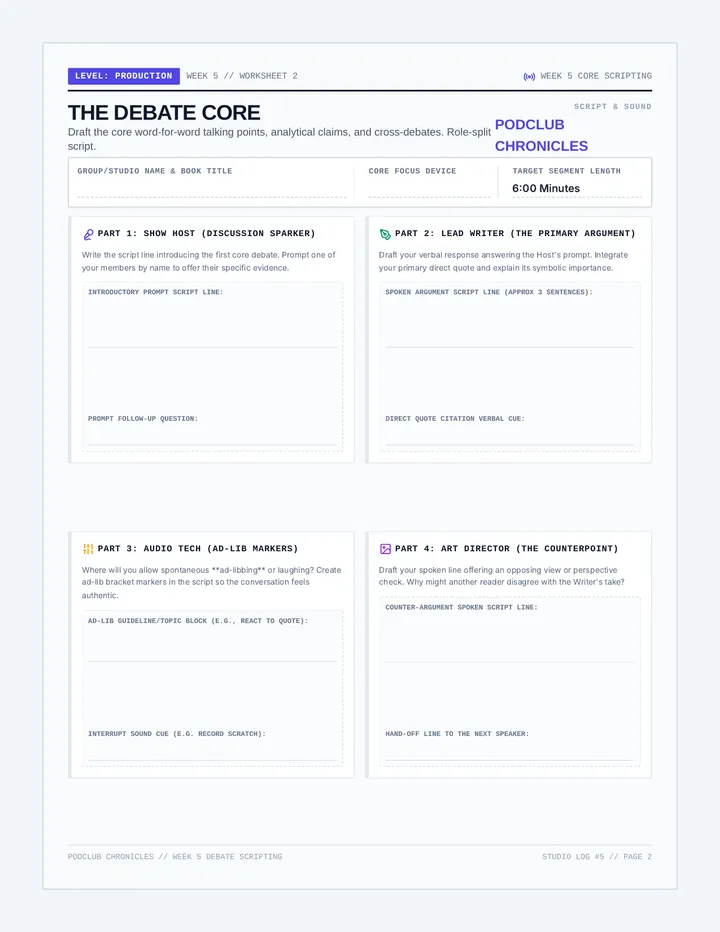 Podcast Discussion Worksheet