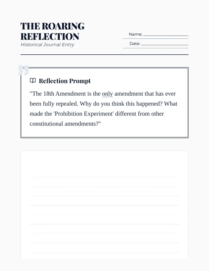 Prohibition Reflection Journal Prompts