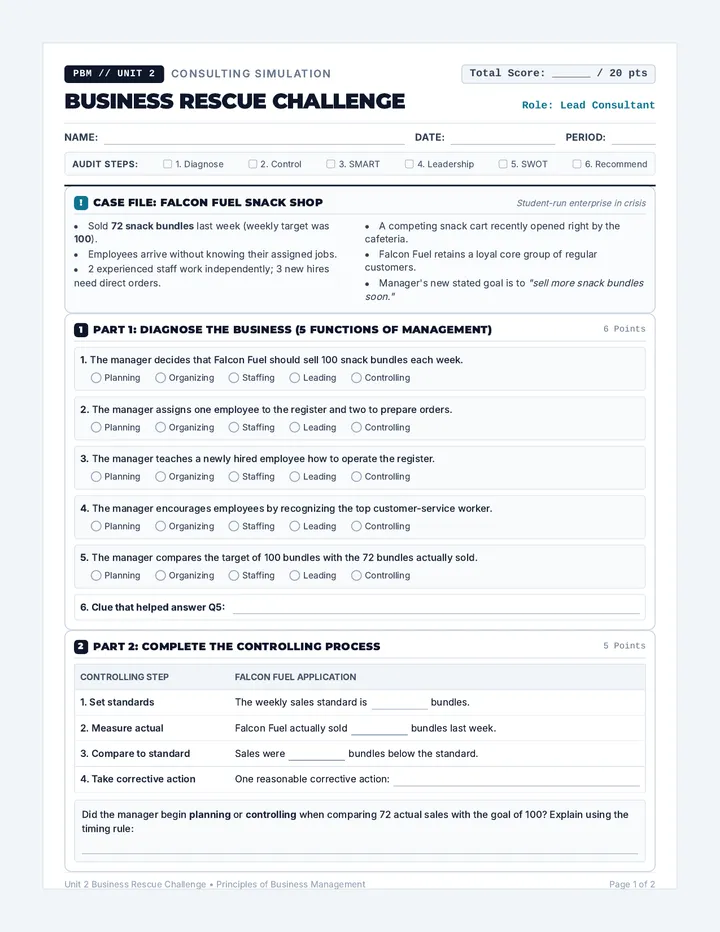 Business Rescue Activity