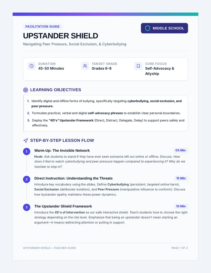 Upstander Shield Teacher Guide
