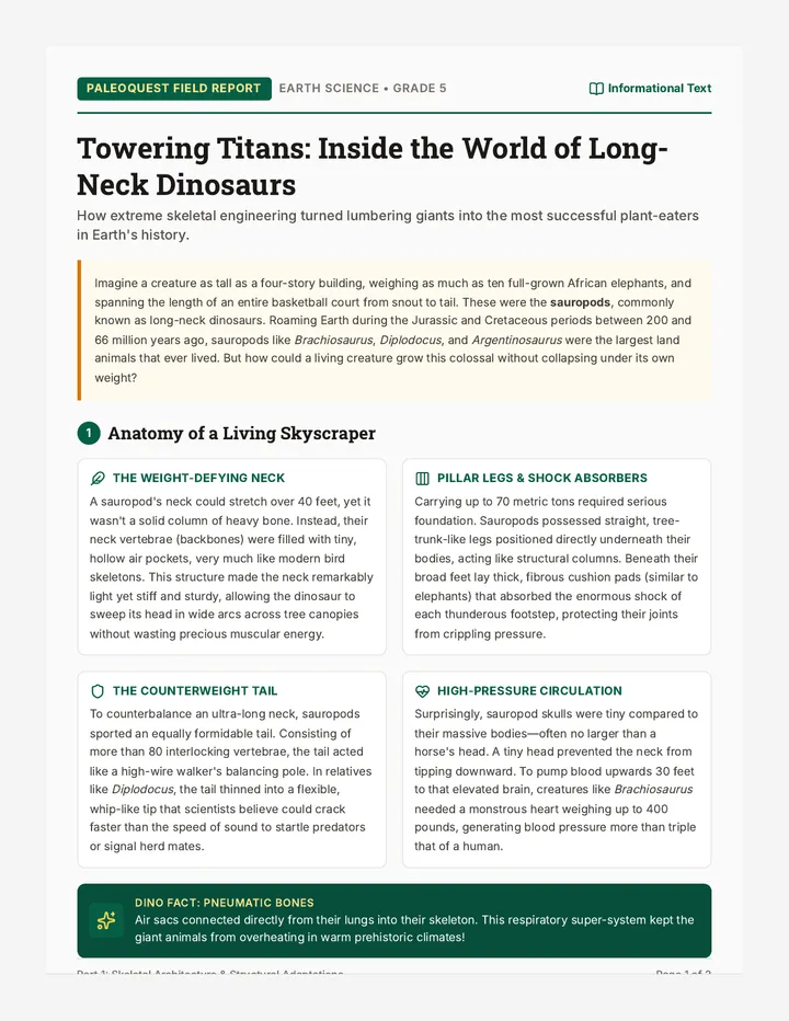 Towering Titans Reading Passage