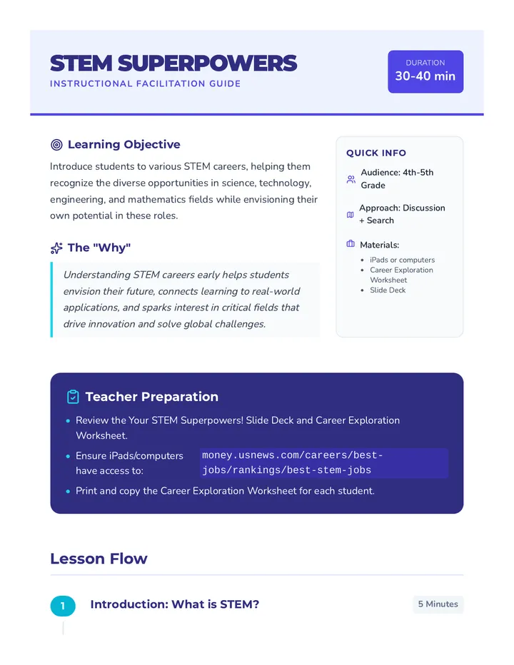 STEM Superpowers Lesson Plan
