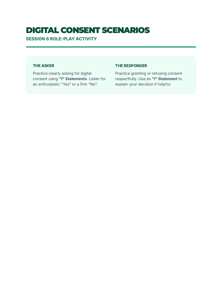 Digital Consent Role Play Activity