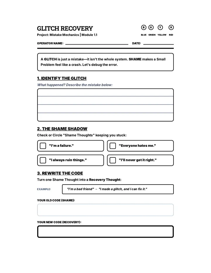 Glitch Recovery Worksheet BW