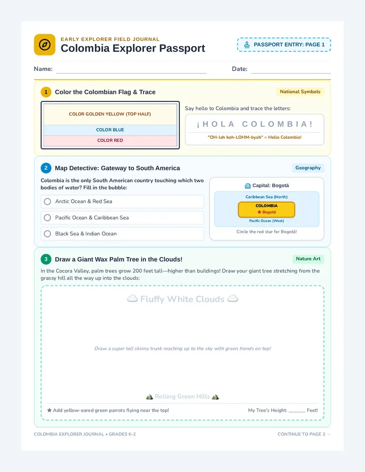 Colombia Passport Worksheet