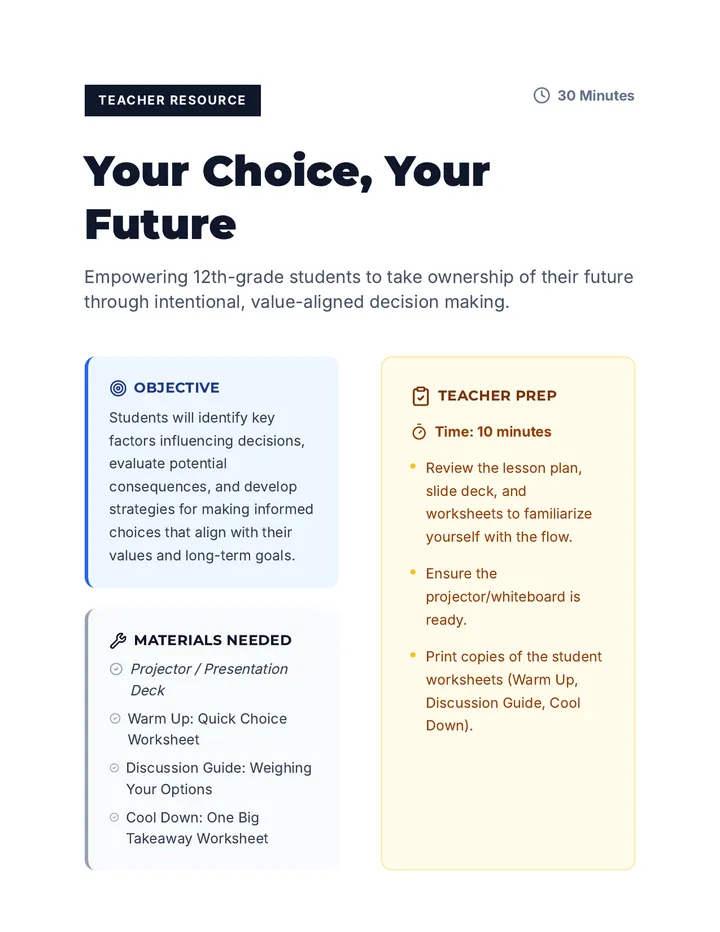 Choice Future Lesson Plan