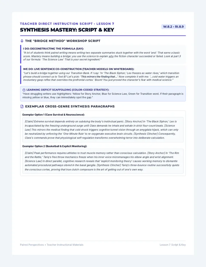 Synthesis Mastery Teacher Script