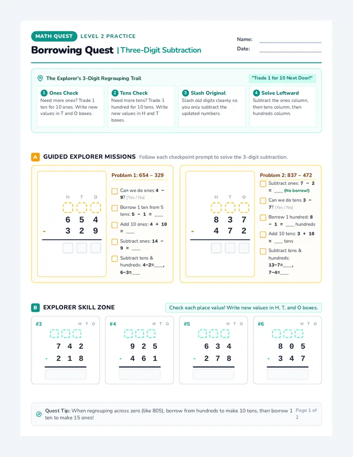 Borrowing Quest Worksheet