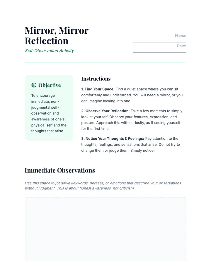 Mirror Mirror Reflection Activity