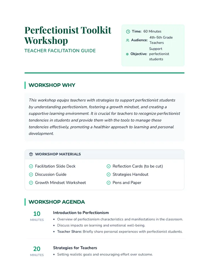 Perfectionist Toolkit Facilitation Guide