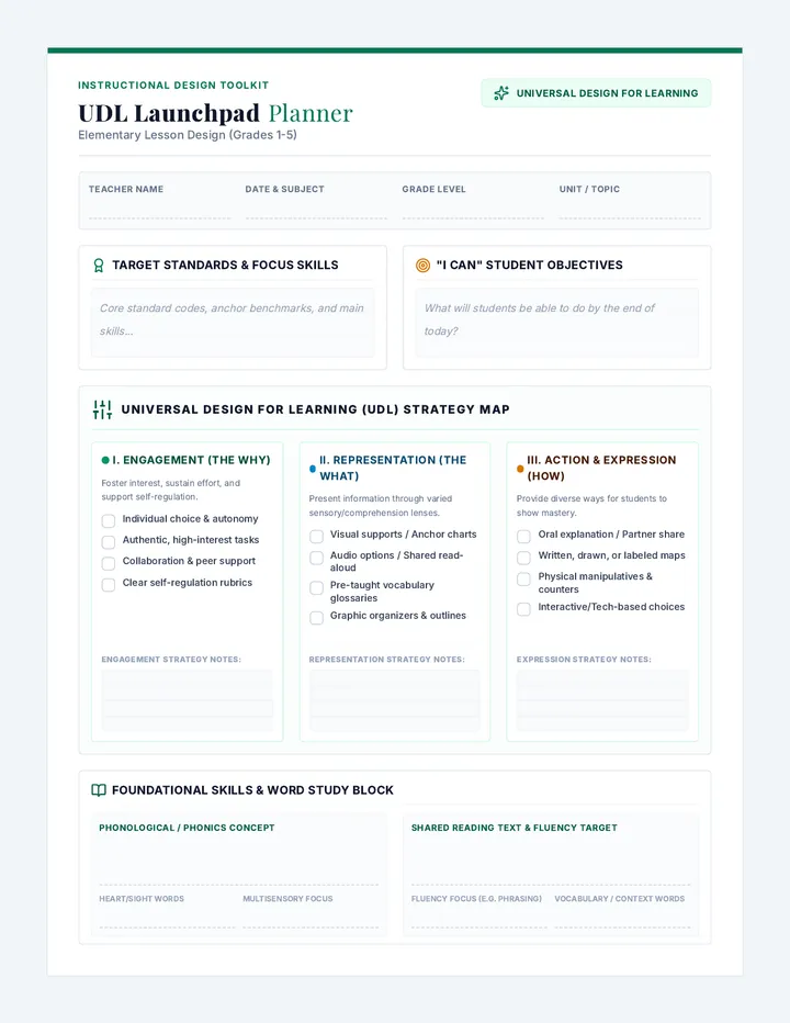 UDL Launchpad Lesson Planner