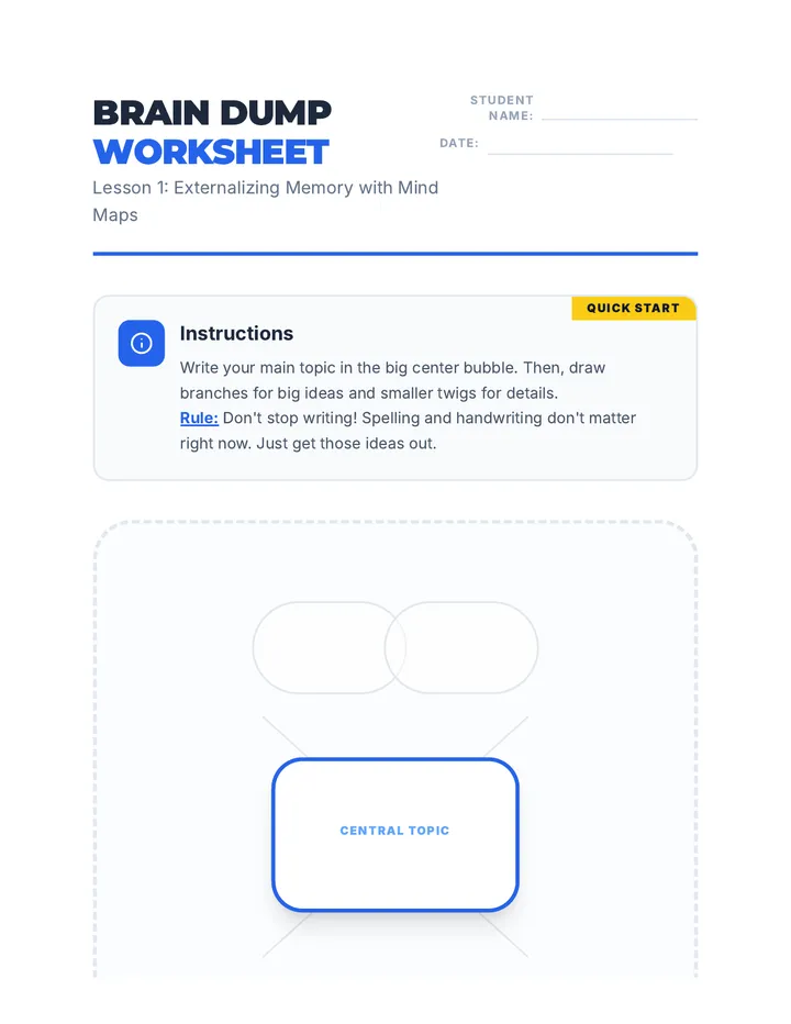 Brain Dump Worksheet