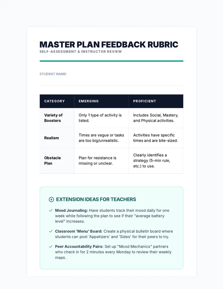 Master Plan Teacher Resource