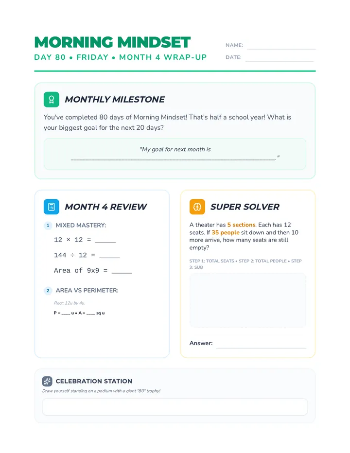 Friday Month 4 Week 4 Worksheet