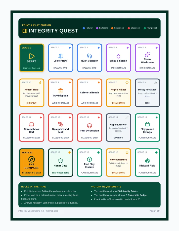 Integrity Quest Gameboard