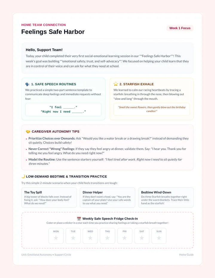Feelings Safe Harbor Home Guide