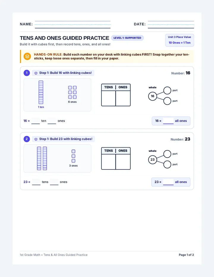 Tens and Ones Guided Practice