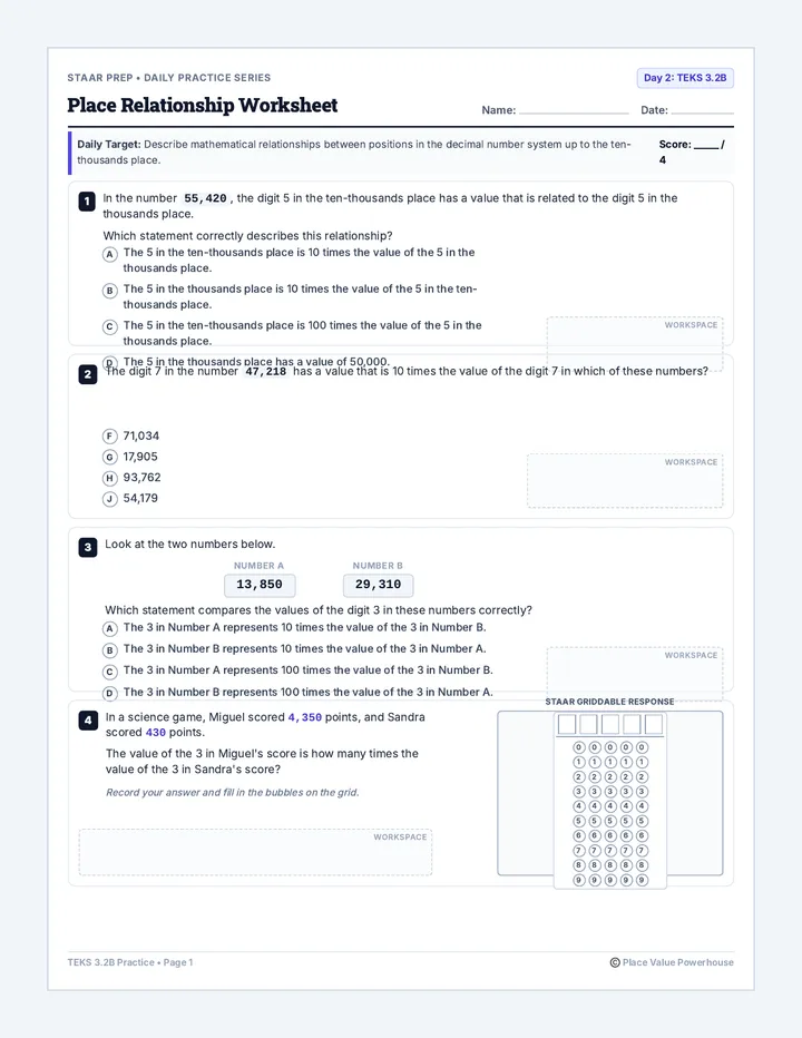 Place Relationship Worksheet