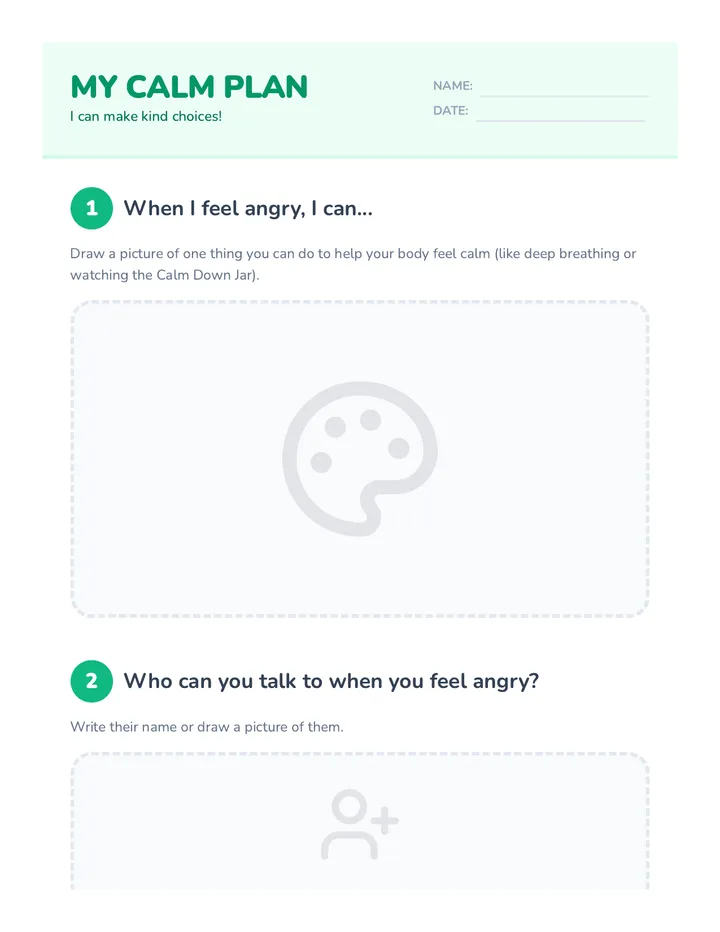 My Calm Plan Worksheet