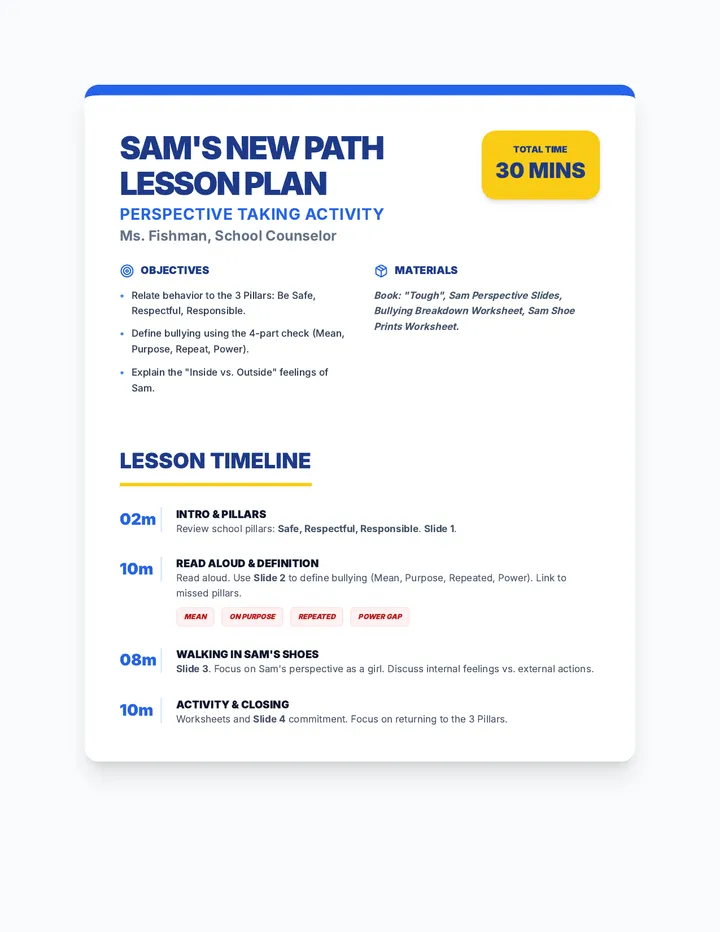 Sam Lesson Plan