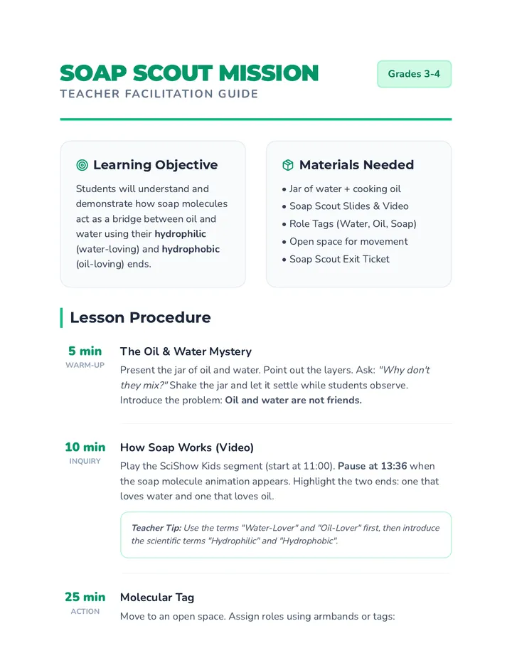 Soap Scout Teacher Guide