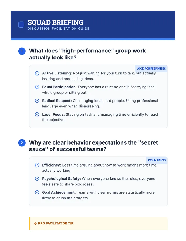 Squad Briefing Discussion Guide