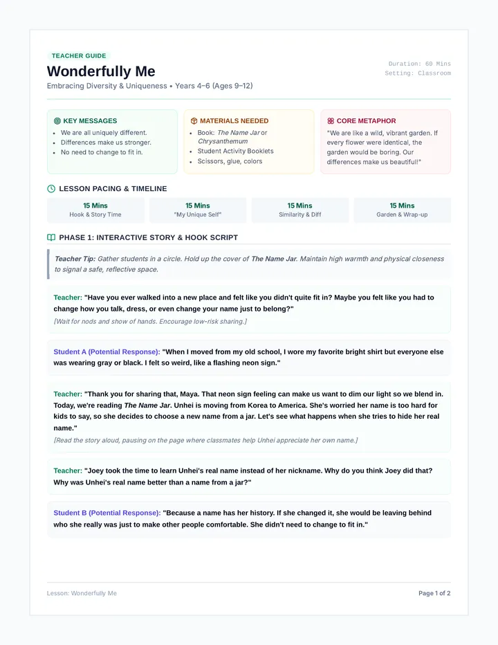 Wonderfully Me Teacher Guide