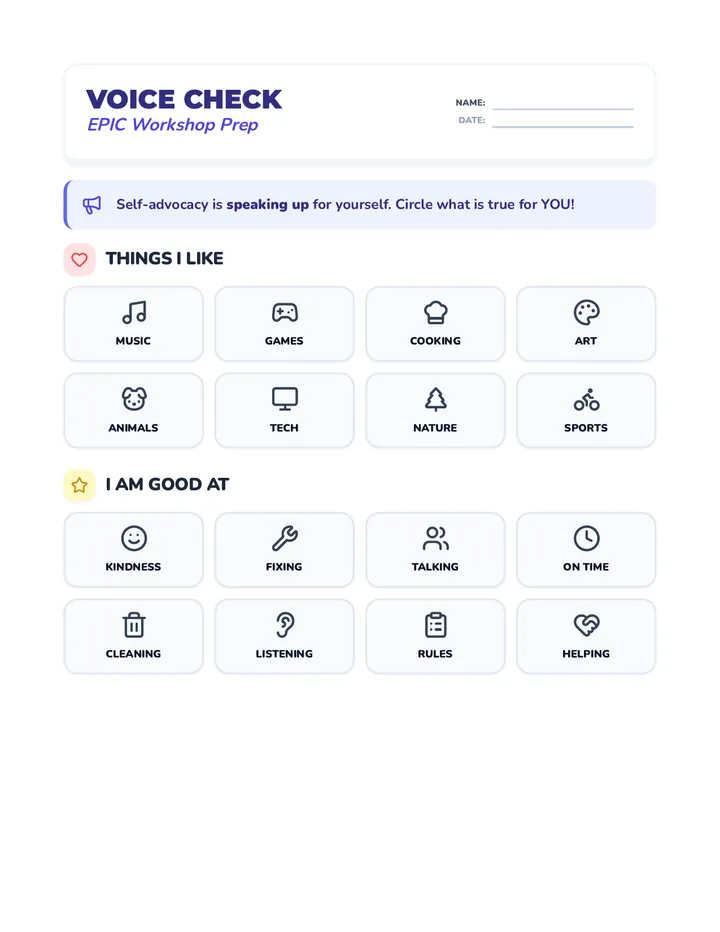 Voice Check Worksheet