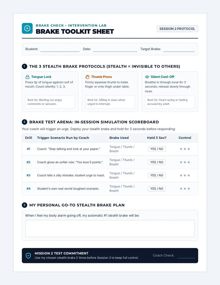 Brake Toolkit Sheet