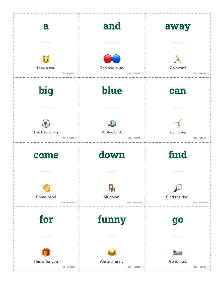 Word Garden Pre-Primer Flashcards