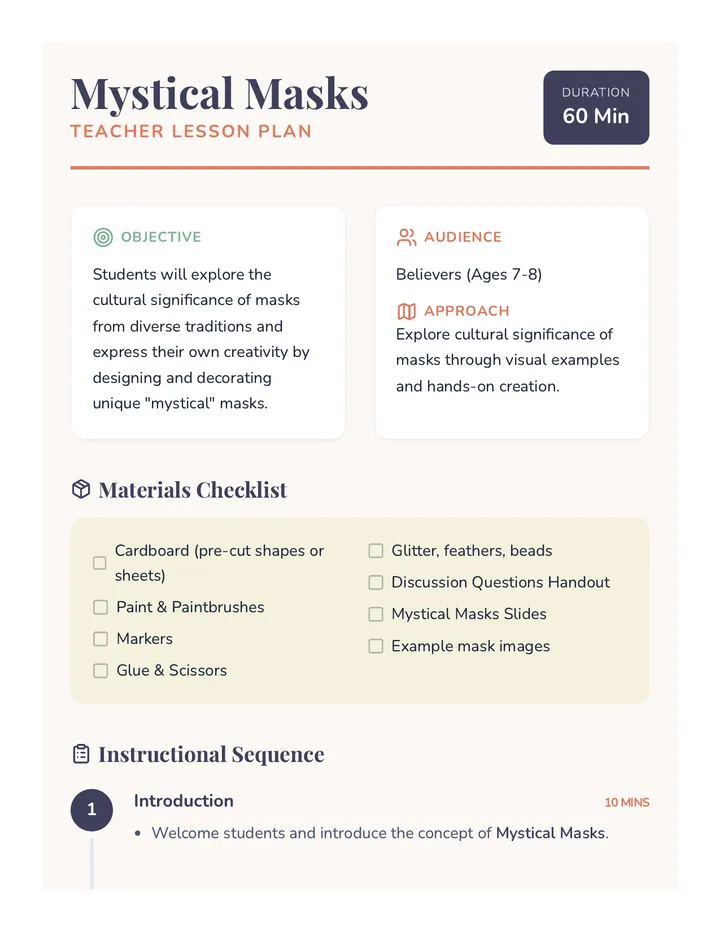 Mystical Masks Lesson Plan