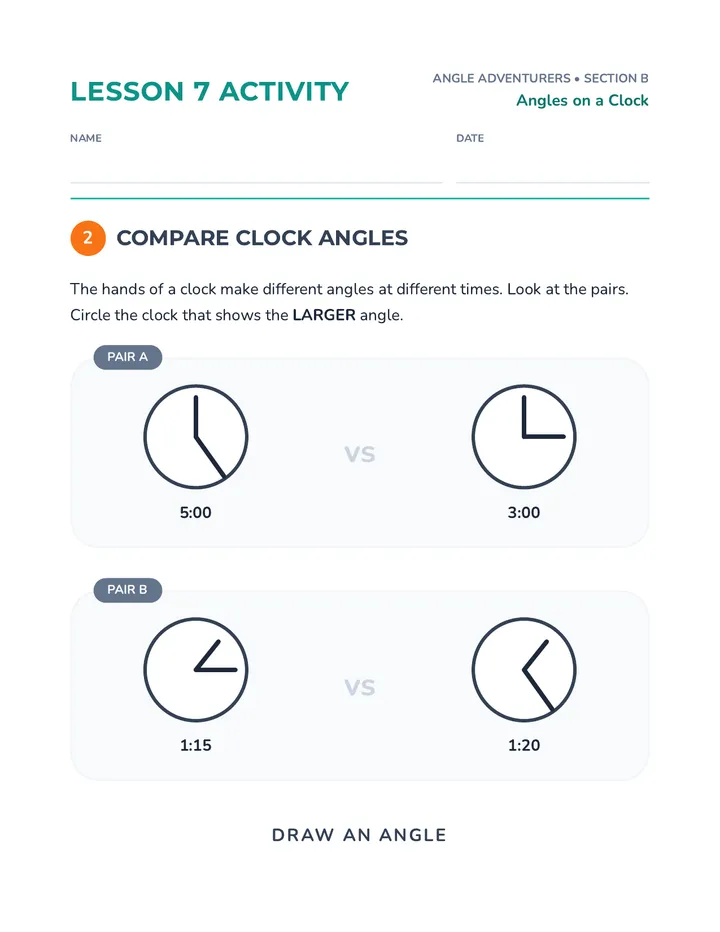 Clock Angles Worksheet