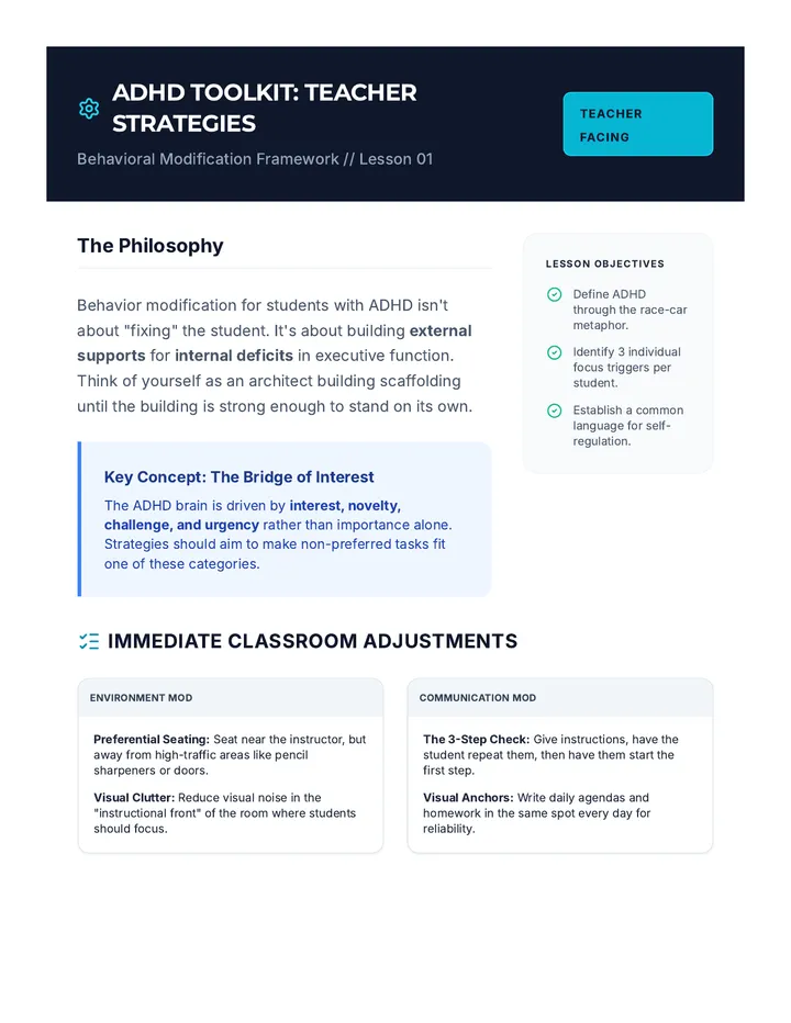 ADHD Toolkit Teacher Guide