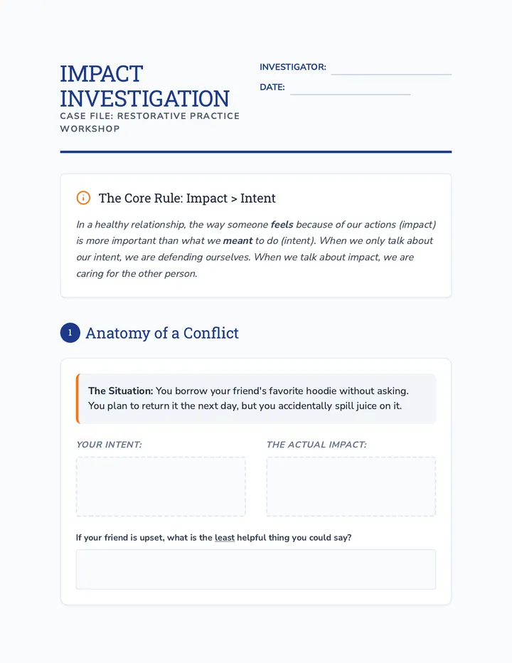 Impact Investigation Worksheet