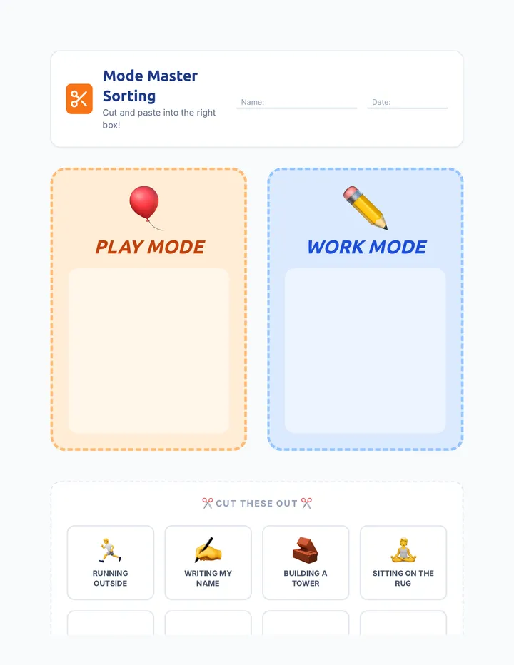 Behavior Sort Worksheet