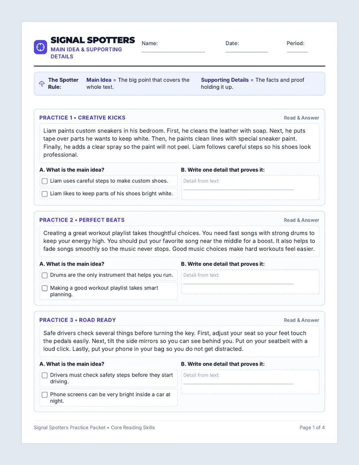 Signal Spotters Activity Packet