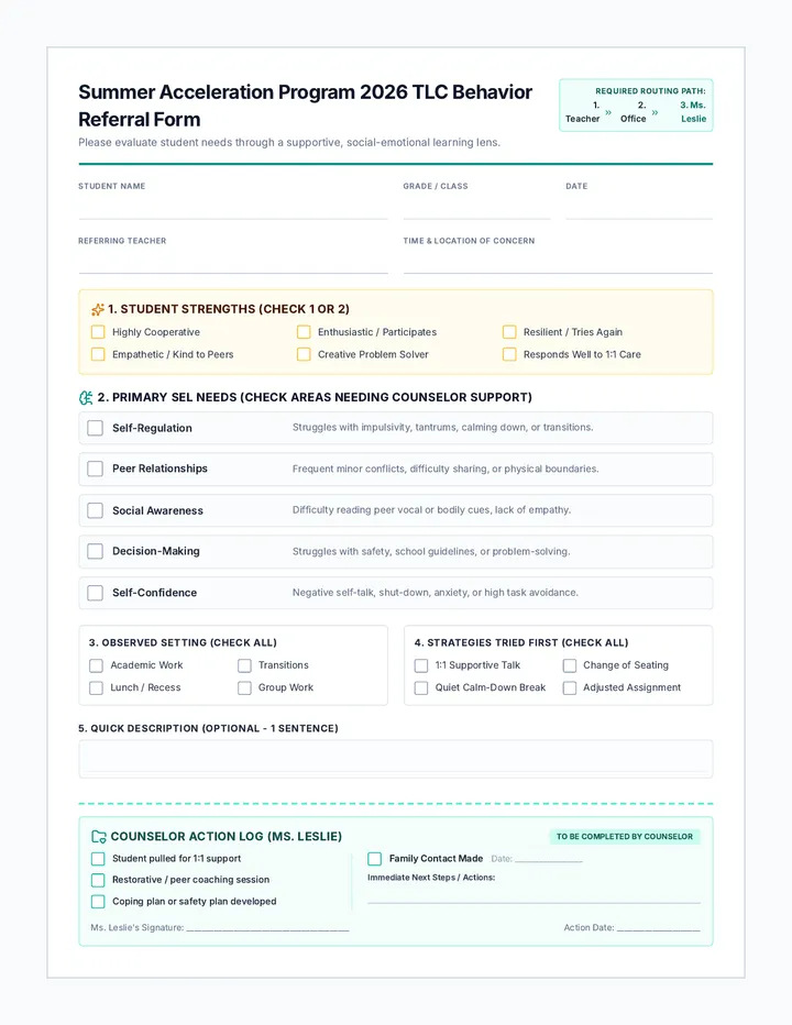 Summer SEL Referral Form page 1