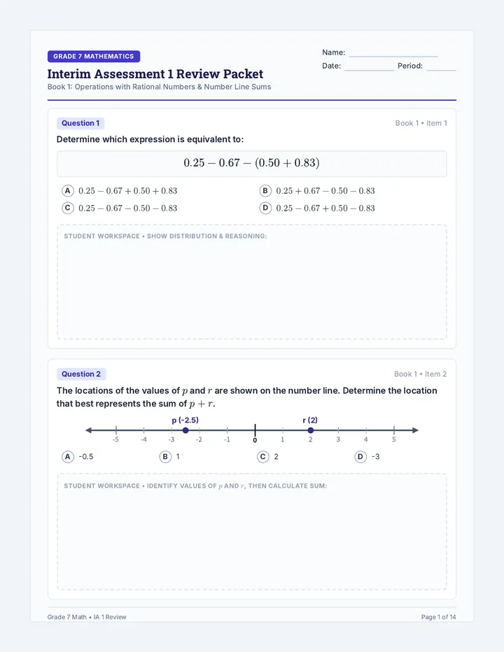 Rational Numbers IA Review Packet