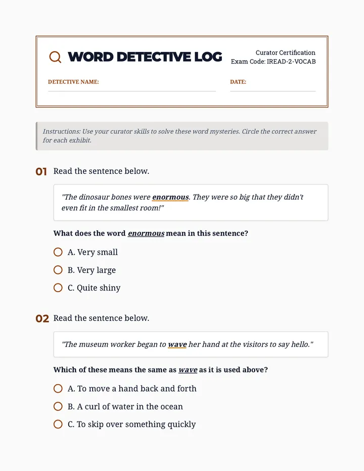 Word Detective Log Worksheet