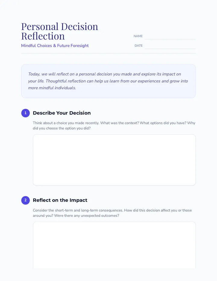 Personal Decision Reflection Journal
